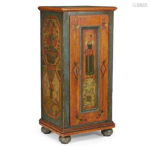 A Scandinavian polychrome-painted pine small cabinet,