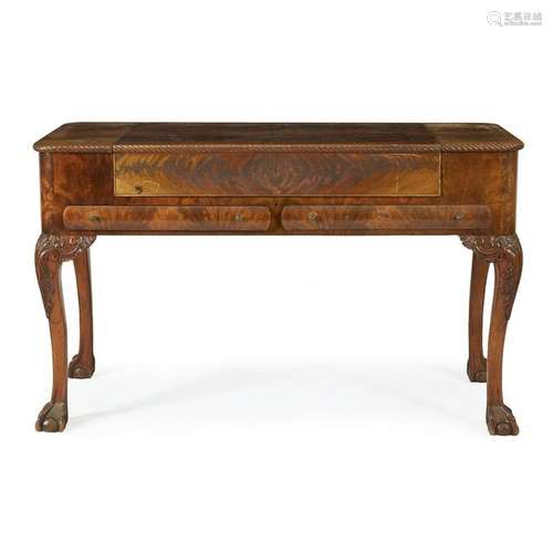 A burl walnut melodian desk, 20th century