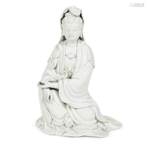 A Chinese blanc de chine figure of Guanyin,