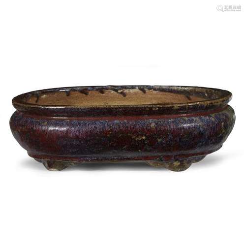 A Chinese flambe-glazed stoneware narcissus planter,