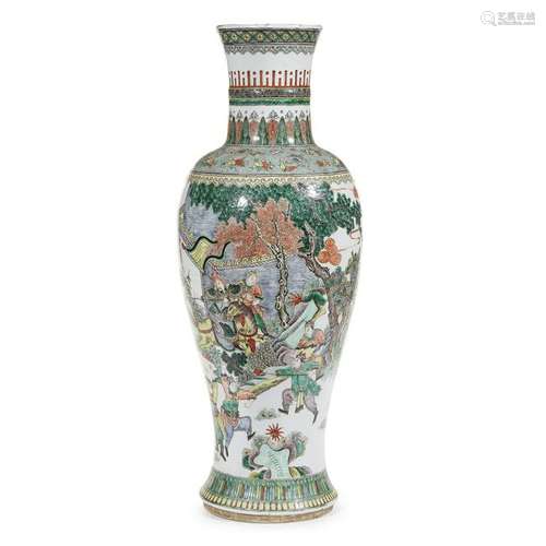 A large Chinese famille verte-decorated baluster vase,