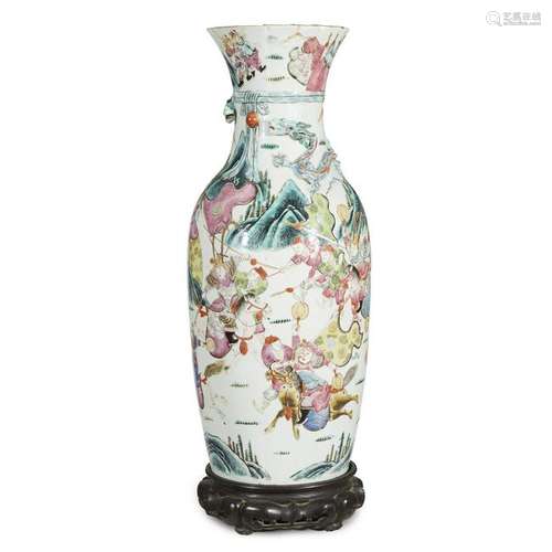 A large Chinese famille rose-decorated porcelain vase,