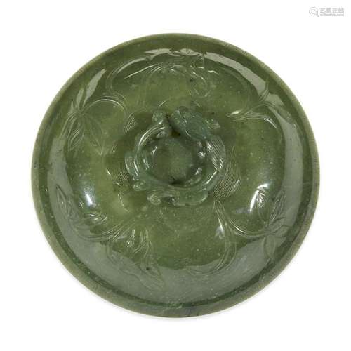 A Chinese carved spinach jade 