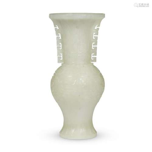 A Chinese white jade vase,