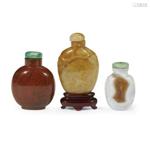 Three hardstone snuff bottles,