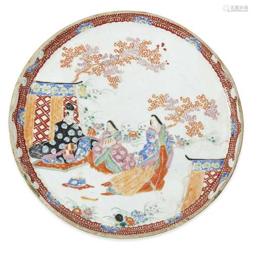 A Japanese enameled porcelain dish, 19th Century