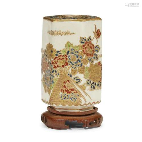 A Japanese Satsuma hexagonal vase,