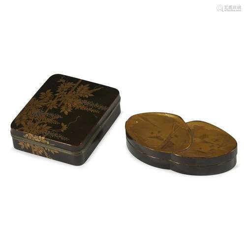 Two small Japanese lacquer boxes, Edo/Meiji period