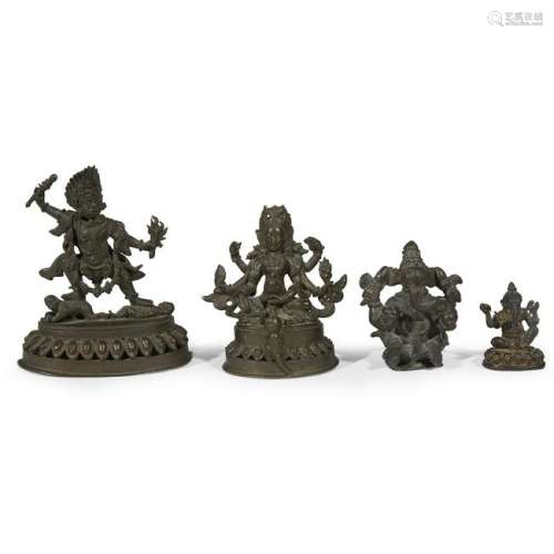 Four Indian/Indo-Himalayan bronze figures of deities,