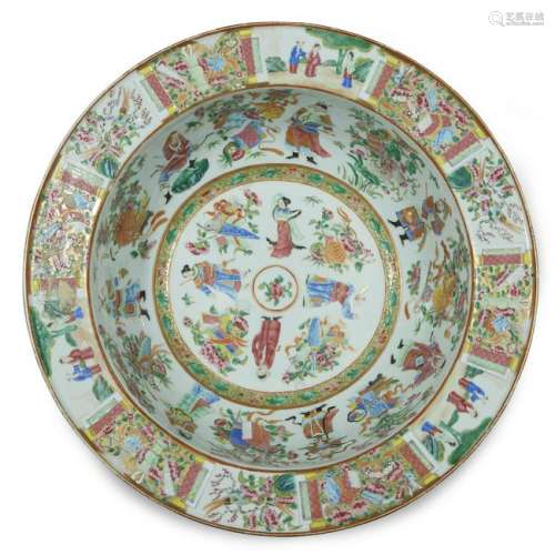 A large Chinese export porcelain famille rose basin,