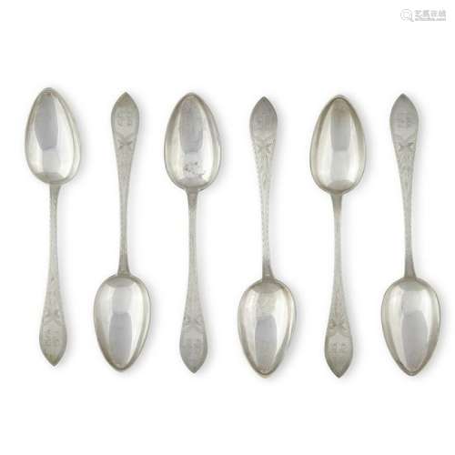 A set of six Danish silver table spoons, Jørgen