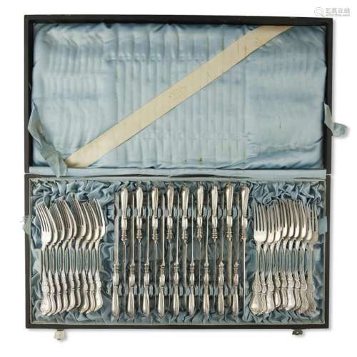 A Swedish silver set of fruit knives and forks for