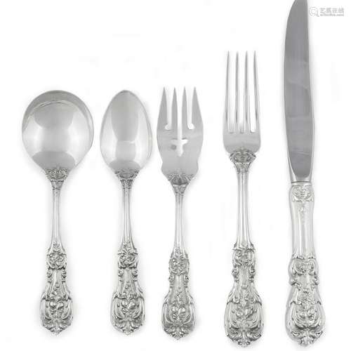 An American sterling silver five-piece flatware service