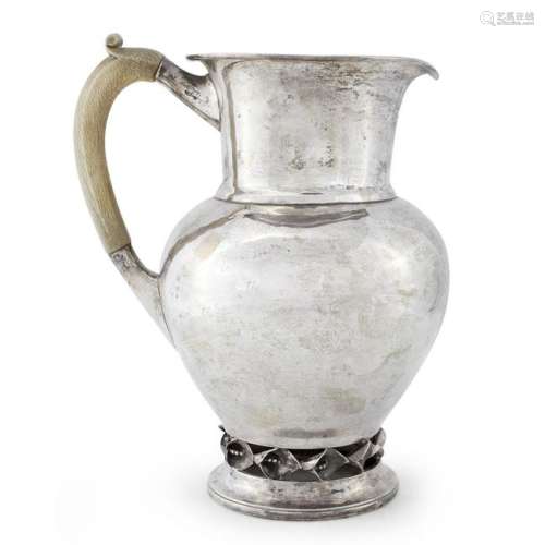 An American sterling silver water pitcher, William G.