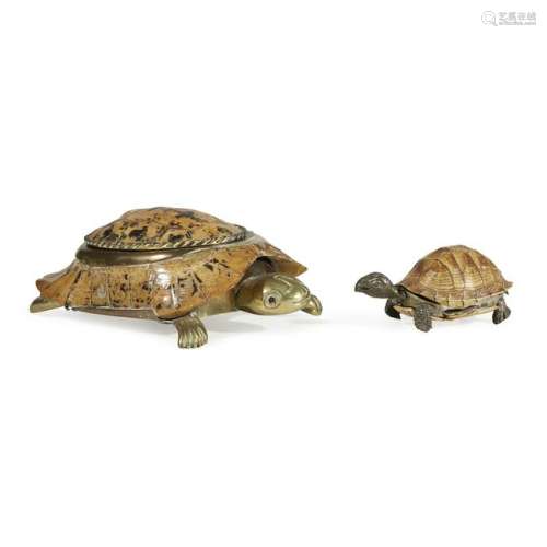 Two mounted tortoiseshell boxes, 19th century