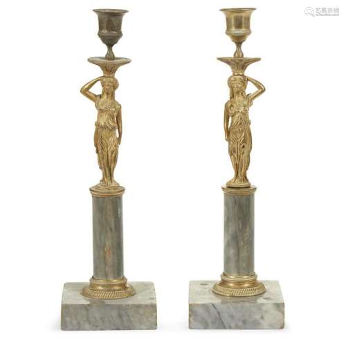 A pair of Swedish Neoclassical gilt-bronze and bleu