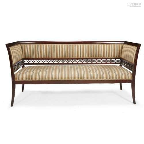 A Swedish Gustav IV upholstered mahogany sofa, circa
