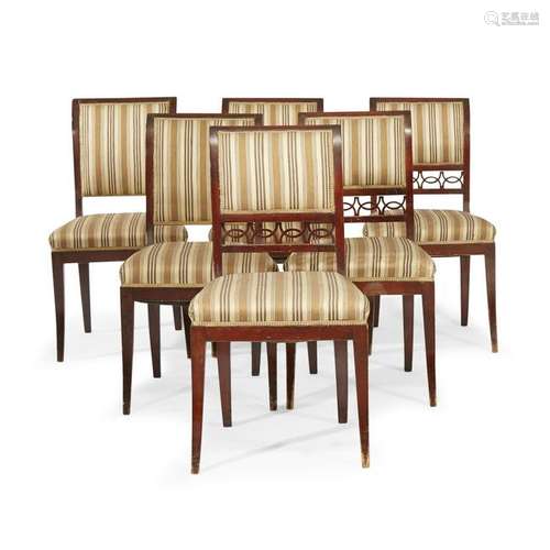 Six Swedish Karl XIV Johan upholstered mahogany