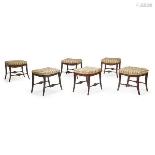 Six Swedish Karl XIV Johan style upholstered mahogany