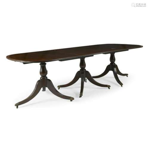 A Regency style mahogany pedestal dining table, mid