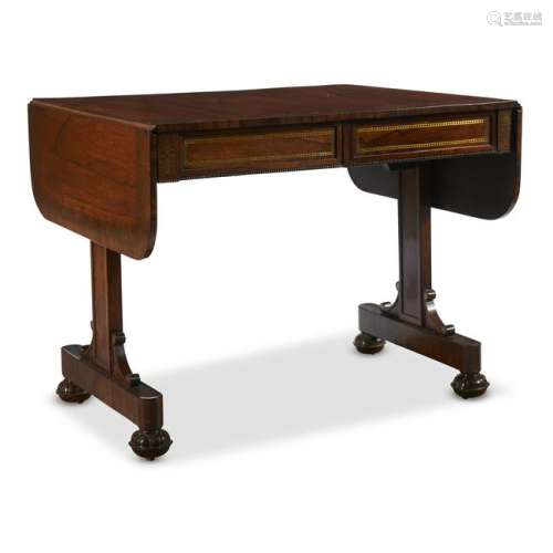 A Regency brass-inlaid rosewood sofa table, first