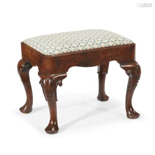 A George II stained walnut footstool, mid 18th century