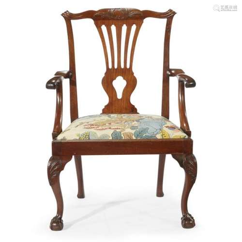 A George III carved mahogany armchair, second half 18th