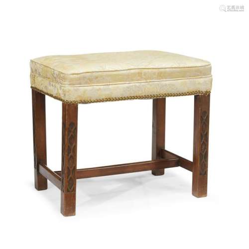 A George III mahogany fret-carved footstool, second