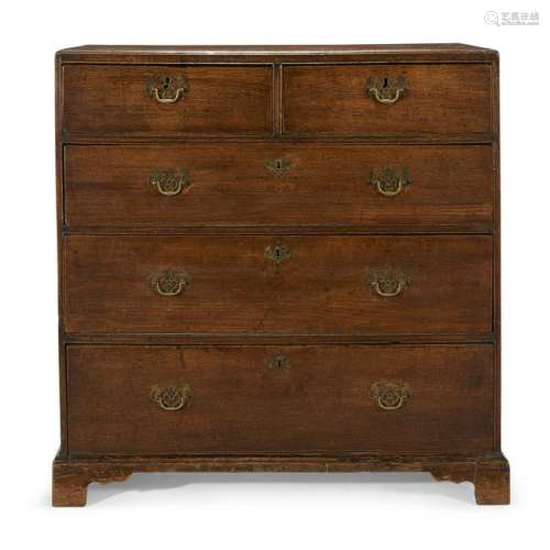A provincial George III oak chest of drawers, late 18th