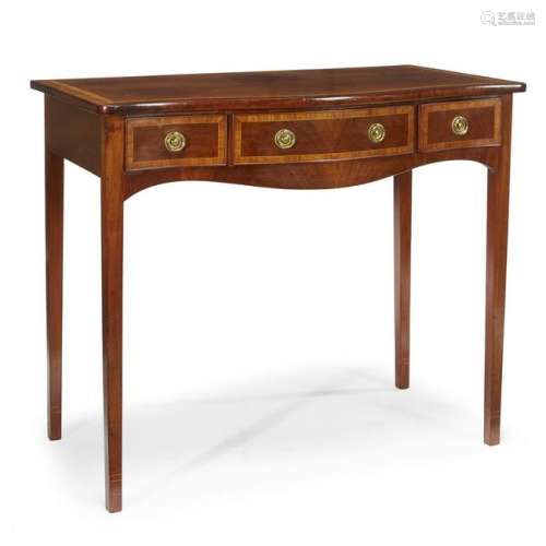 A George III satinwood-banded mahogany side table,