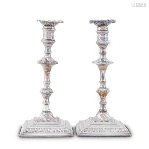 A pair of Old Sheffield Plate candlesticks, Tudor &
