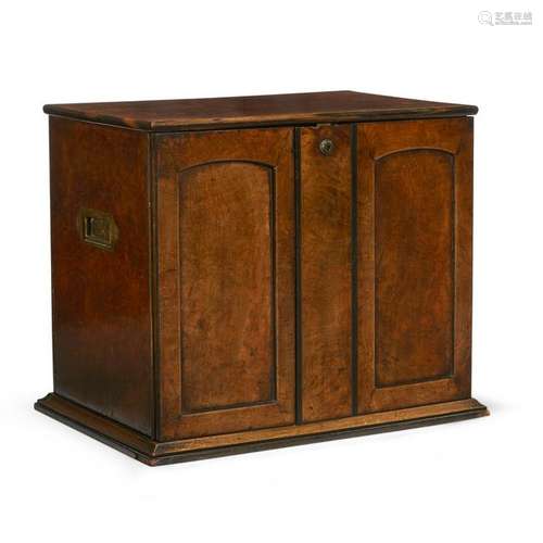 A Victorian parcel-ebonized burl walnut humidor, mid