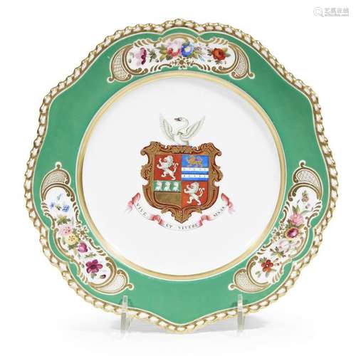 A Chamberlain Worcester armorial dinner plate, 19th