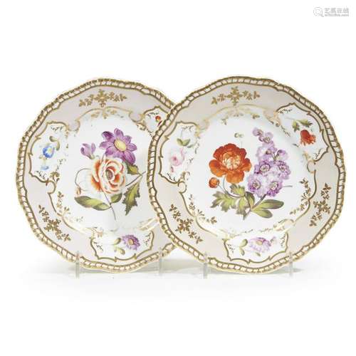 A pair of Spode floral dessert plates, 19th century