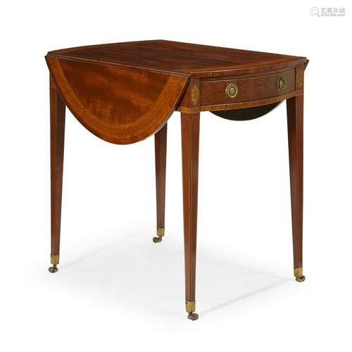 A George III satinwood inlaid mahogany Pembroke table,