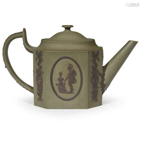 A Wedgwood drabware teapot, late 18th century