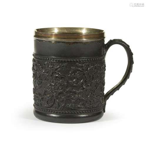 A Wedgwood silver-mounted black basalt mug, 18th