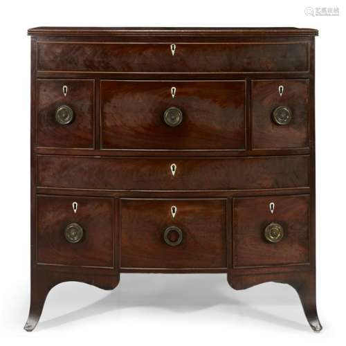 A George III mahogany bowfront dressing commode, 18th