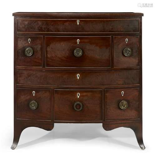 A George III mahogany bowfront dressing commode, 18th