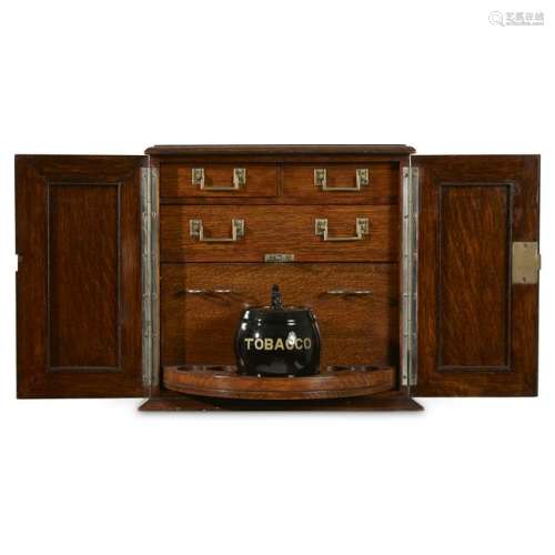 A Victorian oak smoking room compendium, late 19th