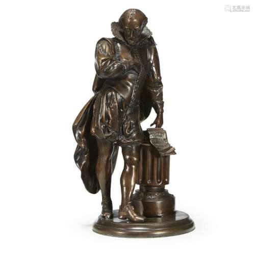 A bronze figure of William Shakespeare, likely late
