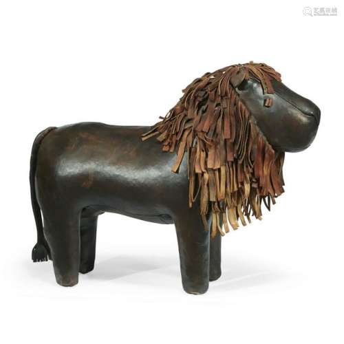 A leather lion-form footstool, Dimitri Omersa, Omersa &