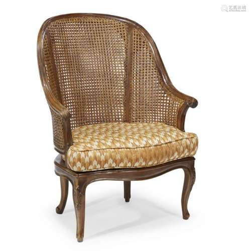 An assembled pair of Louis XV style caned beechwood
