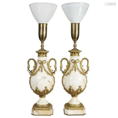 A pair of Directoire style gilt-bronze mounted white