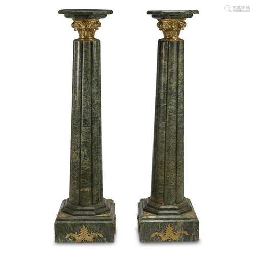 A pair of Empire style giltmetal-mounted green