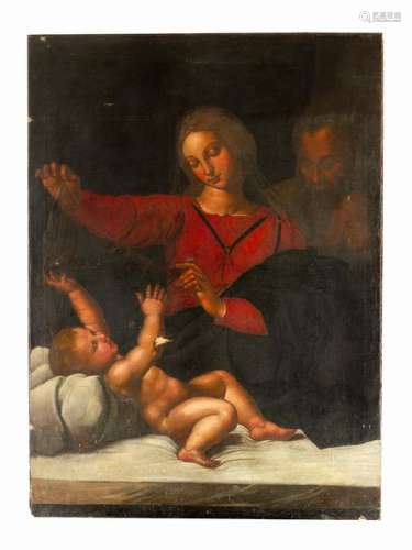 Italian school 17th century. The holy family. Oil …