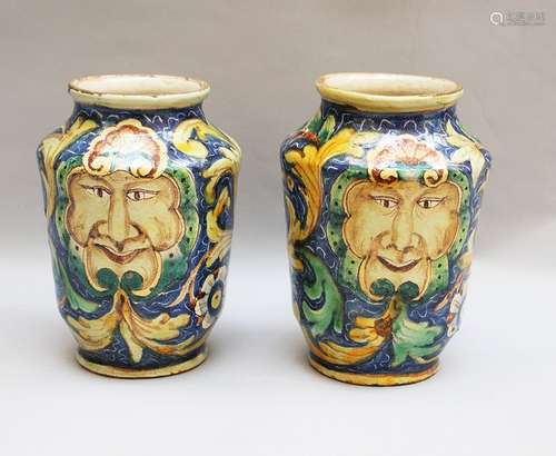 Pair of Sicilian Vases, conical shape with thin ne…