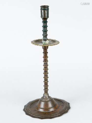 Nuremberg candlestick. Bronze cast with original p…