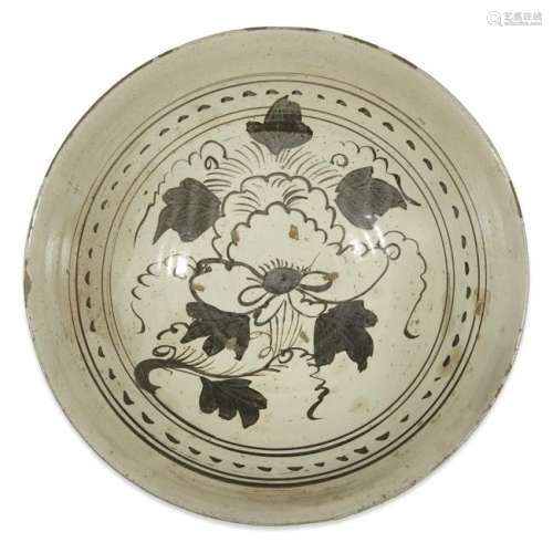 A large Chinese Cizhou slip-decorated bowl song