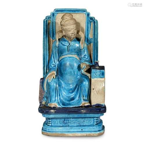 A turquoise and blue-glazed figure of Wendiming/early